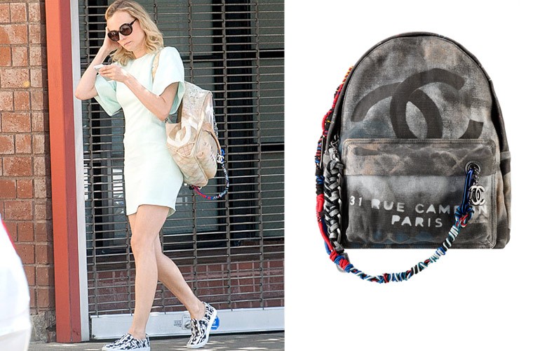 Diane Kruger đeo chiếc ba lô giá 3.800 USD (gần 80 triệu đồng), hiệu Chanel.